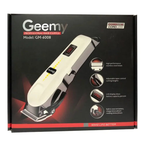 Geemy Professional Hair Trimmer – Rechargeable Cordless Clipper for Hair &amp; Beard Grooming