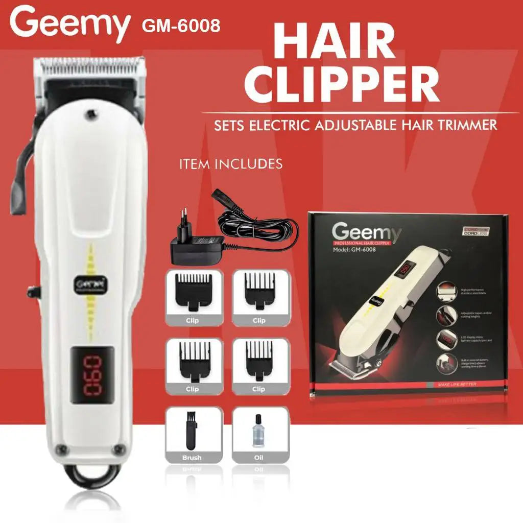 Geemy Professional Hair Trimmer – Rechargeable Cordless Clipper for Hair &amp; Beard Grooming